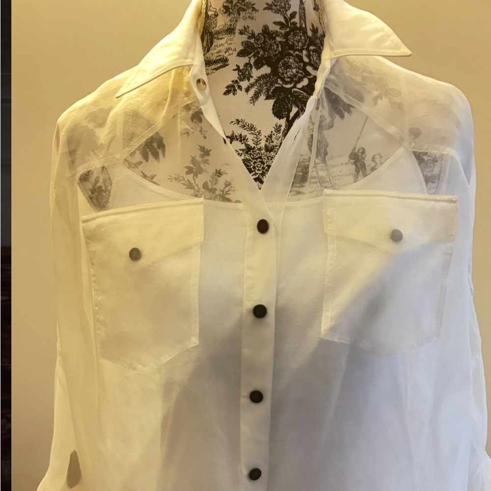 Brunello Cucinelli White Sheer Blouse